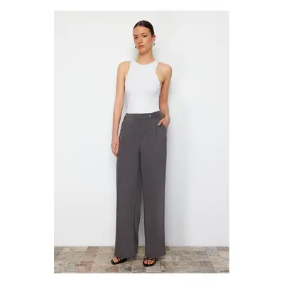 Trendyol Gray Cross Closure Wide Leg Woven Trousers