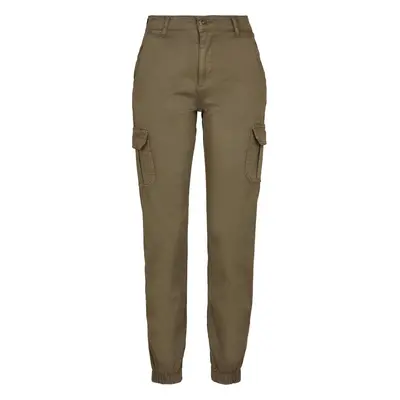 Women's high-waisted cargo trousers olive