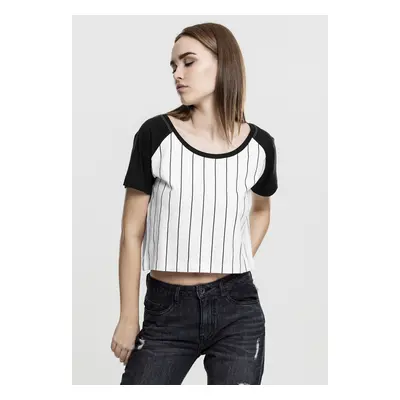 Women's cropped baseball t-shirt wht/blk