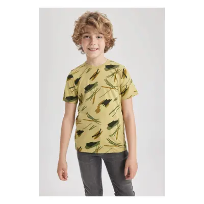 DEFACTO Boy Regular Fit Crew Neck Patterned Short Sleeve T-Shirt