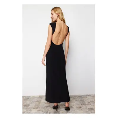 Trendyol Black Backless Fitted Maxi Flexible Knitted Maxi Pencil Dress