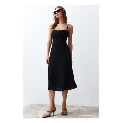 Trendyol Black A-line Midi Strap Woven Dress