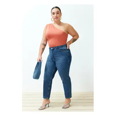 Trendyol Curve Blue High Waist Mom Fit Jeans