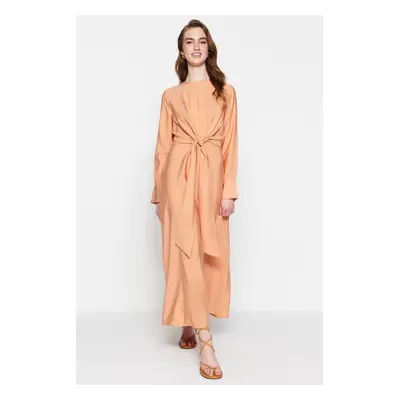 Trendyol Light Orange Waist Tie Detail Woven Dress