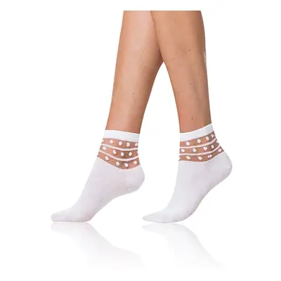 Bellinda TRENDY COTTON SOCKS - Women's socks with decorative trim - white