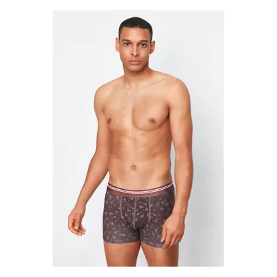 Trendyol Brown 5-Pack Minimal Printed Cotton Boxers