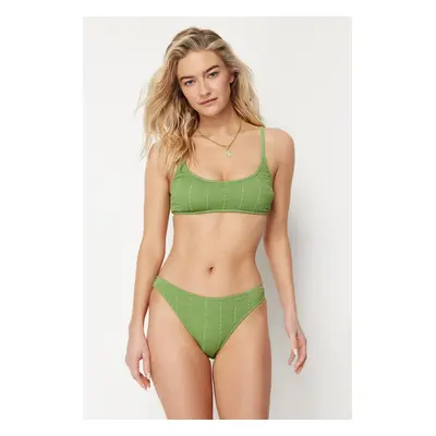 Trendyol Green Textured Regular Bikini Bottom