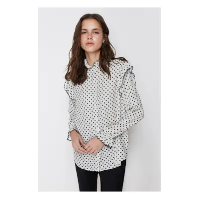 Trendyol Stone Woven Polka Dot Chiffon Shirt