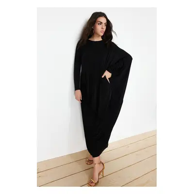 Trendyol Black Oversize Stylish Knitted Kaftan Dress