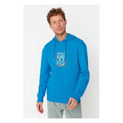 Trendyol Indigo Men's Regular/Real Fit Hoodie with Sweatshirt