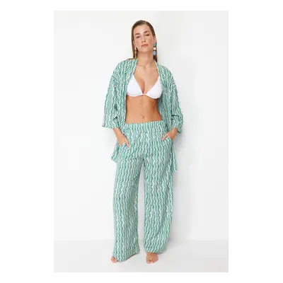 Trendyol Abstract Patterned Woven Kimono Pants Set