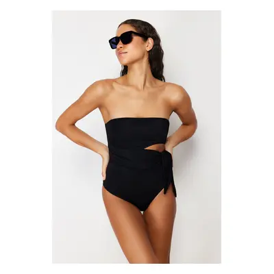 Trendyol Black Strapless Cut Out/Windowed Regular Swimsuit