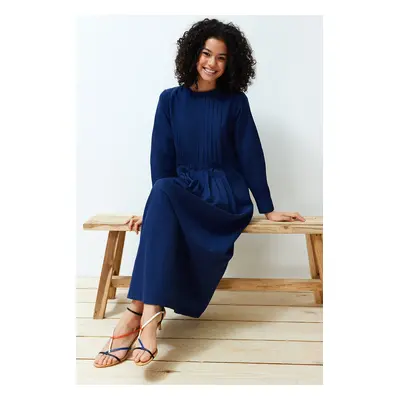 Trendyol Navy Blue Pleat Detailed Comfort Woven Dress