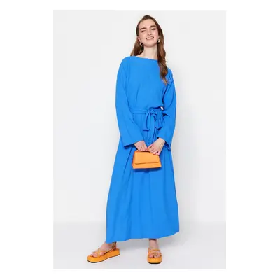 Trendyol Saxe Blue Belted Woven Dress