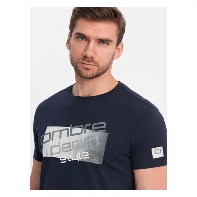 Ombre Men's logo cotton t-shirt - navy blue