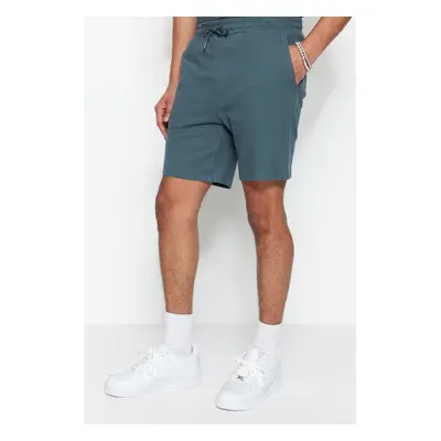 Trendyol Limited Edition Petrol Regular 100% Cotton Textured Shorts