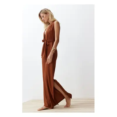 Trendyol Brown Woven Tied Jumpsuit