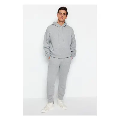 Trendyol Gray Melange Tracksuit Set Oversize/Wide Cut Legs with Elastic Fleece Inside