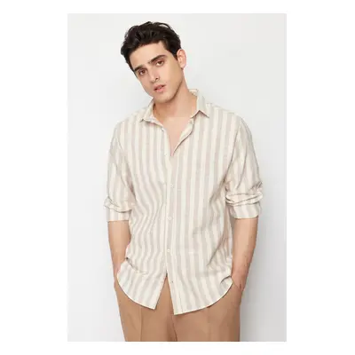 Trendyol Stone Regular Fit Striped Shirt