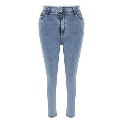 Trendyol Curve Light Blue Tassel Detailed Elastic Skinny Jeans