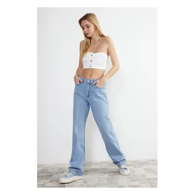 Trendyol Blue Low Waist Wide Leg Jeans