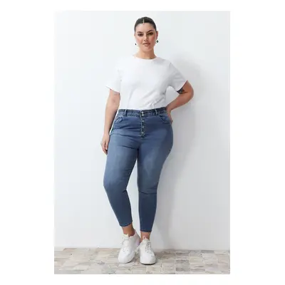 Trendyol Curve Blue Elastic Waist Flexible Skinny Jeans