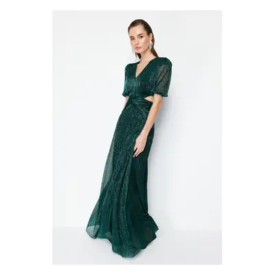 Trendyol Green A-Cut Knitted Evening Dress & Graduation Dress