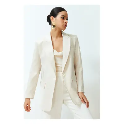 Trendyol Stone Oversize Satin Woven Blazer Jacket