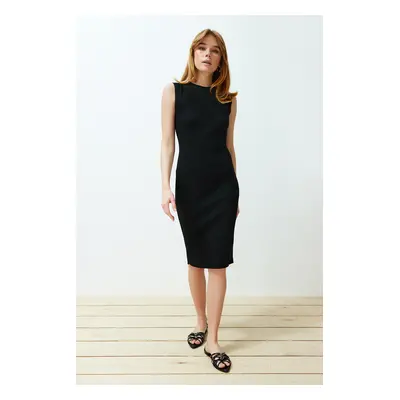 Trendyol Black Knitwear Collar Openwork/Hole Detailed Dress