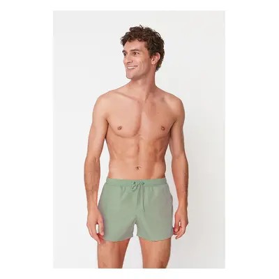 Trendyol Light Khaki Extra Short Basic Swim Shorts