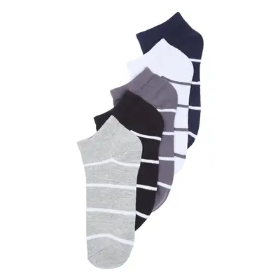 Trendyol Multicolored Pack Striped Textured Cotton Booties-Short-Above Ankle Socks