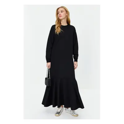 Trendyol Black Crew Neck Flounce Knitted Dress