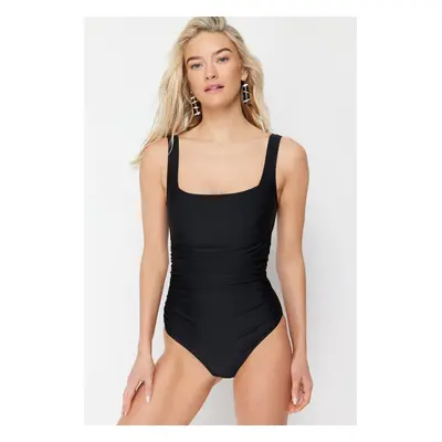 Trendyol Black Square Neck Compression Regular Swimsuit