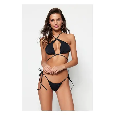 Trendyol Black kötött normál lábú bikini alsó