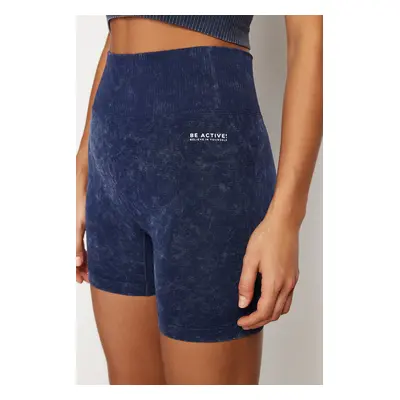 Trendyol Blue Seamless Washed Knitted Sports Shorts/Short