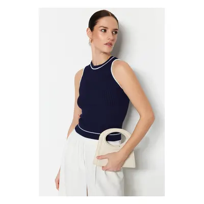 Trendyol Navy Blue Basic Color Blocked Knitwear Blouse