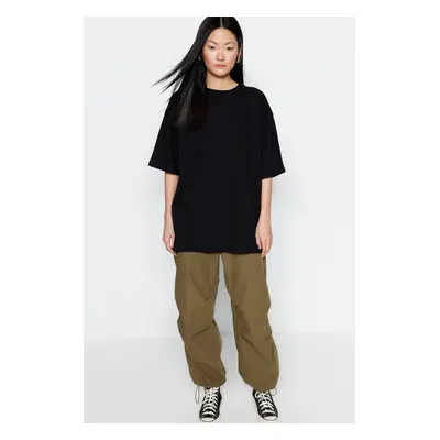 Trendyol Black 100% Cotton Premium Oversize/Wide Fit Crew Neck Knitted T-Shirt