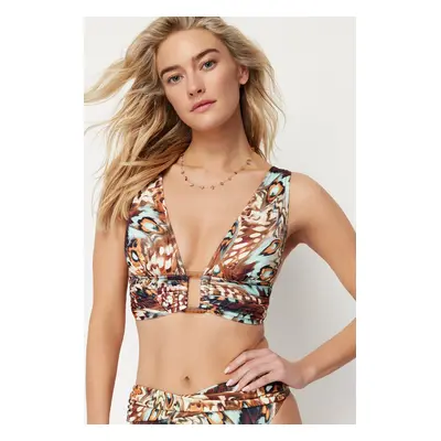 Trendyol Animal Patterned Triangle Accessory Bikini Top