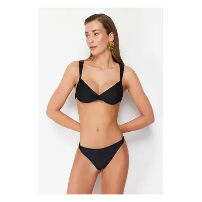 Trendyol Black Bralette Knotted Bikini Top