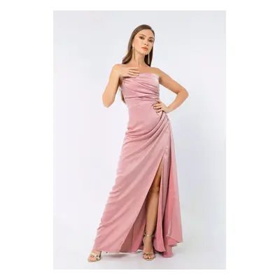 Lafaba Women's Powder One-Shoulder Satin Evening Dress & Prom Dress