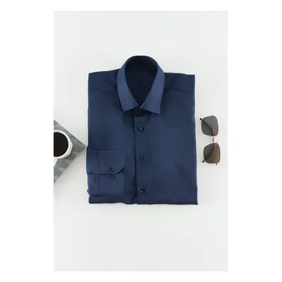 Trendyol Navy Blue Slim Fit Easy Iron Smart Men's Shirt