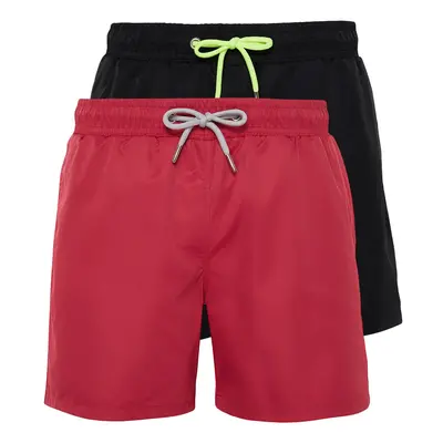 Trendyol Black - Claret Red Pack Basic Swim Shorts