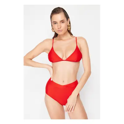 Trendyol Red V-Cut High Waist Hipster Bikini Bottom