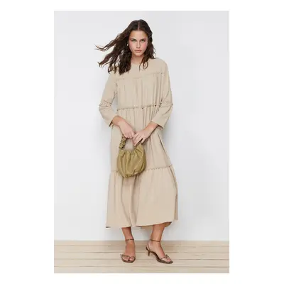 Trendyol Beige Piping Detailed Woven Dress