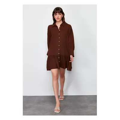 Trendyol Brown Skirt Flounce Mini Woven Shirt Dress