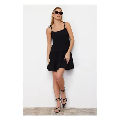 Trendyol Black Woven Mini Dress with Flounce Fabric Skirt