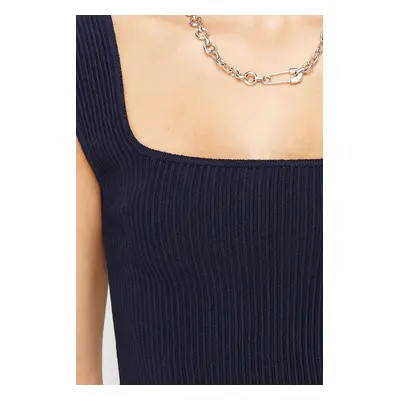 Trendyol Navy Blue Crop One Shoulder Knitwear Blouse