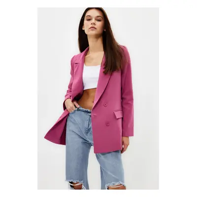 Trendyol Pink Regular Lined Double Breasted Closure Woven Blazer Jacket