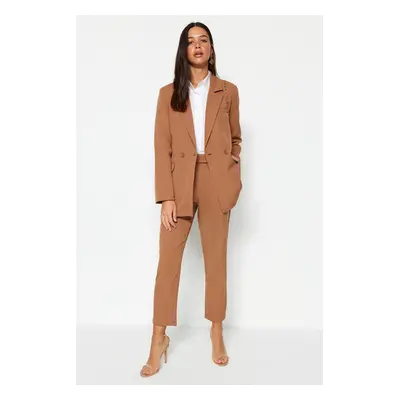 Trendyol Camel Blazer Jacket-Pants Woven Top-Bottom Set