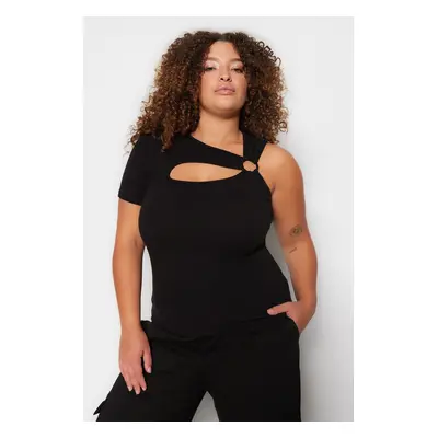 Trendyol Curve Black Cut-Out Detailed Knitted Blouse